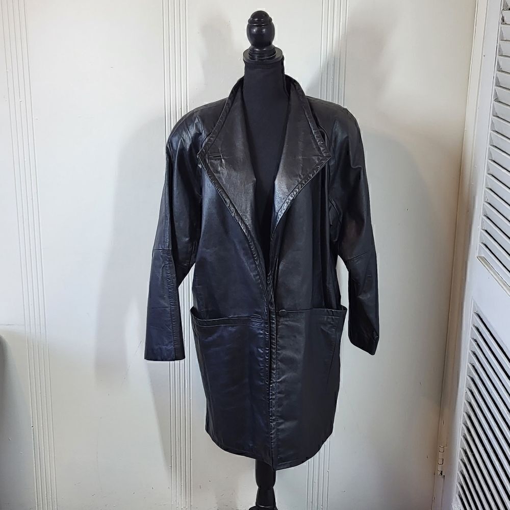 General Clothing Co. Women's Full Length Black Leather Coat